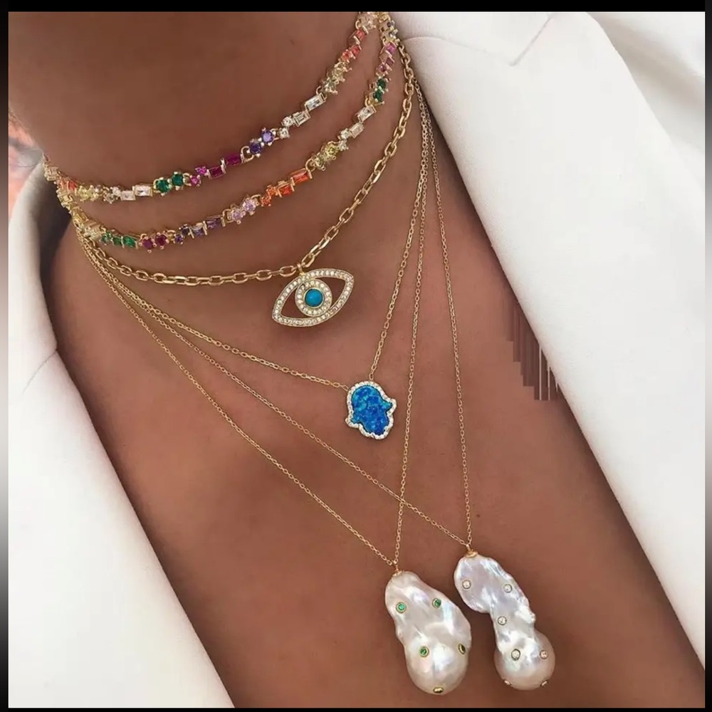 Stunning Handmade Multicolored Crystal Necklace - Picture 4 of 6